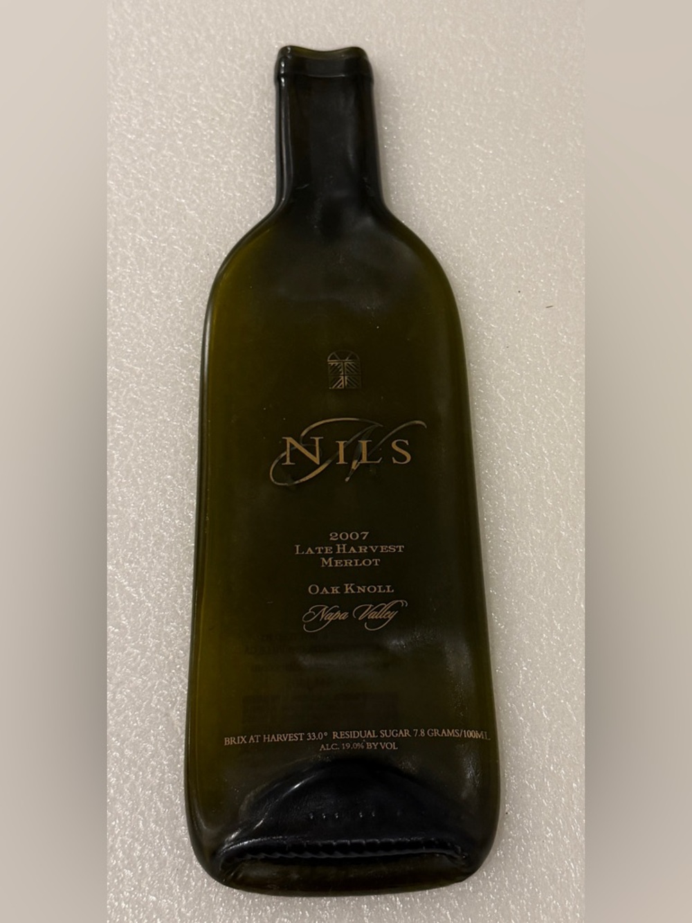 Nils Wine Bottle Spoon Utensil Rest Melted Fused Green Glass
